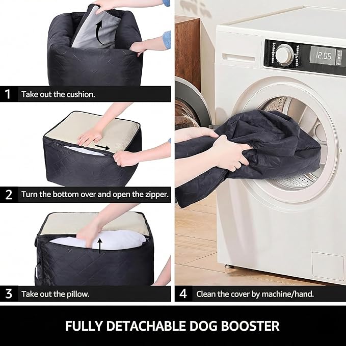 Dog Car Seat for Small & Medium Dogs Up to 40 lbs – Padded Booster Seat with Safety Belt, Waterproof Washable Cover – Fits Front & Back Seats | Pawperly