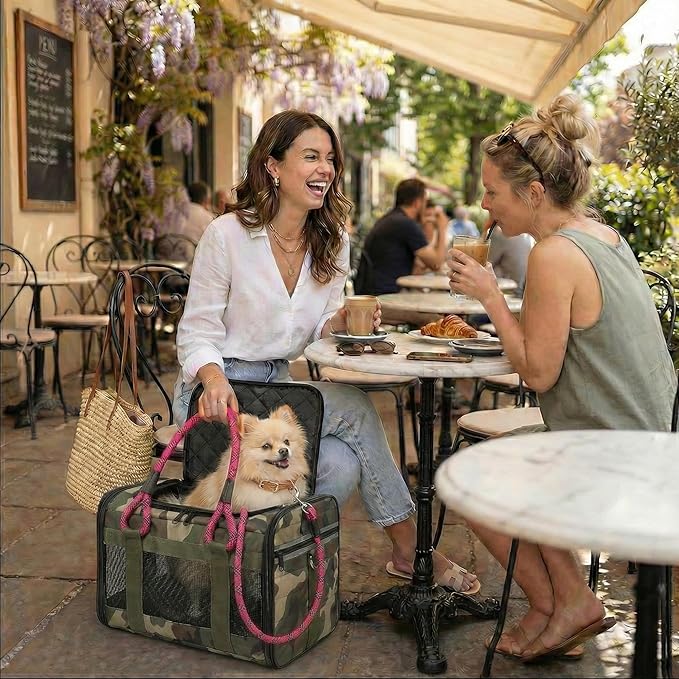 Soft-Sided Dog & Pet Carrier | for Car Rides, Trains, Errands & Daily Outings | Fits Pets Up to 15 lbs | 18" L x 11.5" H | Yorkies, Chihuahuas, Toy Poodles, Maltese & More