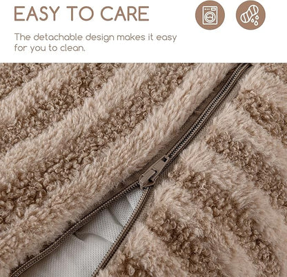 Hollypet Cat Bed Fluffy Plush Mutifuctional Double-Layer Soft Warming Kitty Pet Couch Orthopedic Nest Beds for Small Cats and Dogs, Khaki (21x15x8 inch, Recommend for Kittens or Pets Under 13lbs)