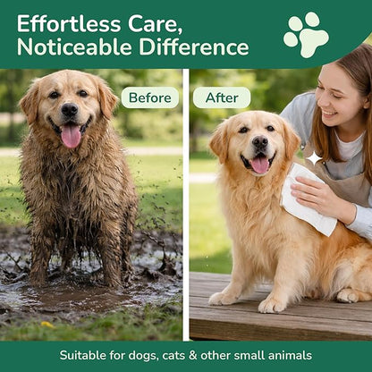 NAVZA® Dog Wipes for Dogs and Cats - Extra Large & Thick Pet Wipes, Moisture-Rich Hydrating Wipes, Hypoallergenic & Rinse-Free Wipes for Body, Face, Paws, Butt, Ears & Eyes - (7.87 x 7.87 in)