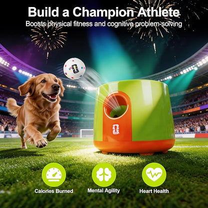 Official FIFA World Cup 2026 Edition - Dog Automatic Ball Launcher for Large Dogs Ball Thrower Machine Outdoor Indoor Use Interactive Dog Toy, Included 3 Rubber Fetch Soccer Balls