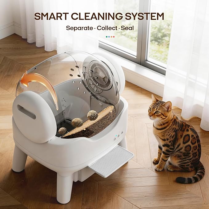 RPZ Automatic Self-Cleaning Cat Litter Box for Large Cats & Multi-Cat Homes, Smart Electric Auto Cleaning Litter Box with Litter Mat & 2 Cleaning Solutions, Ideal for Busy Homes & Apartments