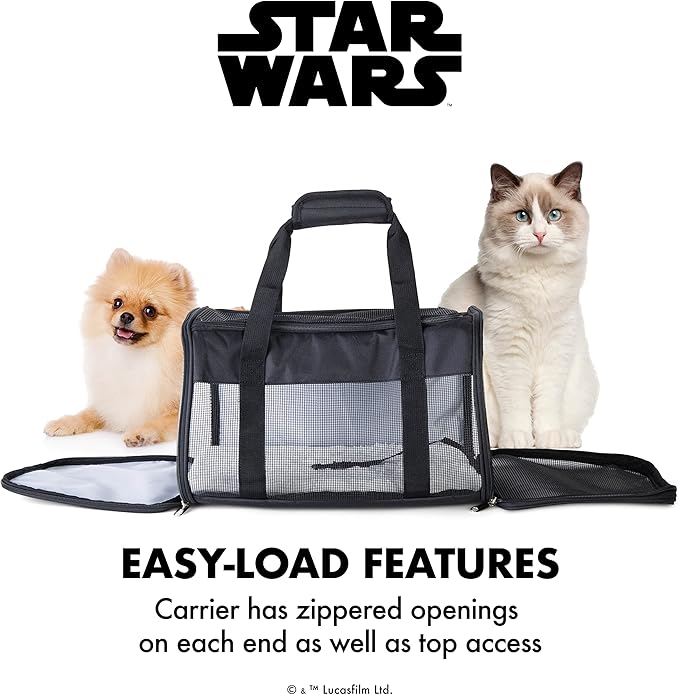 Star Wars for Pets Darth Vader Soft Pet Carrier 15” x 9” x 9” Black | for Pets 15 x 9 x 9 Dog Travel Bag| Luggage Carrier for Dogs, Fits Under Plane Seat (FF19635)