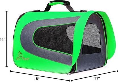 Pawer 18” x 11”x 11” Soft-Sided Foldable Airline Approved Pet Carrier for Cat, Puppy and Small Dog, Washable 600D Oxford Fabric, with Handle and Strap for Carry, Multiple Colors Available