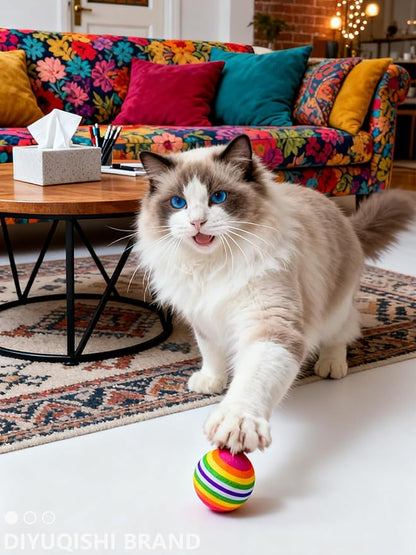 10 Colorful PP Cat Toys Balls for Indoor Kitten, Interactive Chase and Bite Toys for All Kittens and Cats (1.5'' - 2.2'')