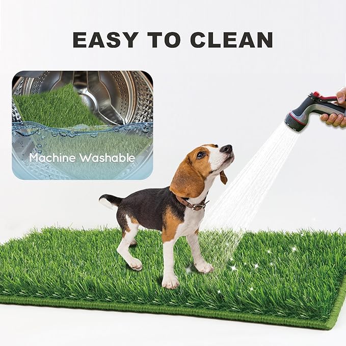 Dog Grass Pad with Tray Small 23" x 16", Dog Puppy Litter Box with Odor Free Artificial Grass Pee Pads for Dogs Potty Tray with Hemmed Edge, Realistic for Indoor Balcony