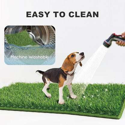 Dog Grass Pad with Tray Small 23" x 16", Dog Puppy Litter Box with Odor Free Artificial Grass Pee Pads for Dogs Potty Tray with Hemmed Edge, Realistic for Indoor Balcony