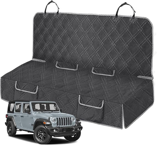 Dog Car Seat Cover Compatible with Jeep Wrangler 4 Door 2007-2025, Waterproof Pet Bench Seat Cover for Back Seat, 600D Heavy Duty Scratch Proof Nonslip Truck Seat Covers for Dogs