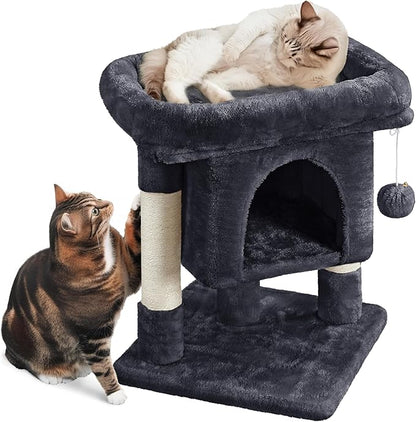 Yaheetech 23.5in Cat Tree Tower, Cat Condo with Sisal-Covered Scratching Posts, Cat House Activity Center Furniture for Kittens, Cats and Pets - Black