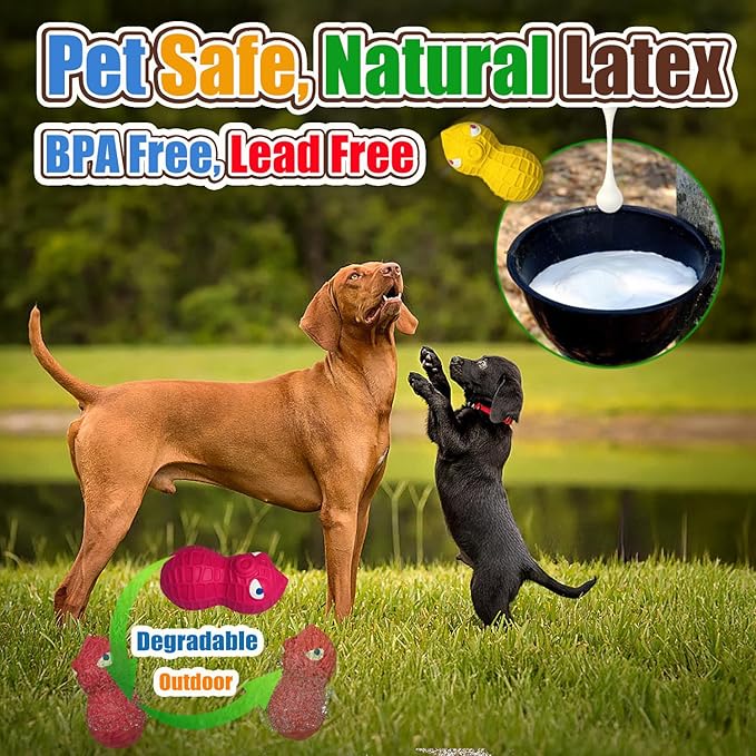 Latex Squeaky Dog Toys for Large Dogs – Natural Latex Dog Squeaky Balls for Dogs Big, Soft Rubber Dog Squeak Toys with Squeaker, Interactive Fun for Indoor & Outdoor Play