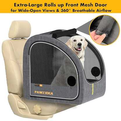 PAWZIDEA 3-in-1 Large Dog Stroller with Detachable Carrier up to 80lbs, Portable Dog Car Crate & Travel Kennel, Foldable Pet Stroller for 2 Medium Dogs, All-Terrain 9” Jogger Wheels, Adjustable Handle