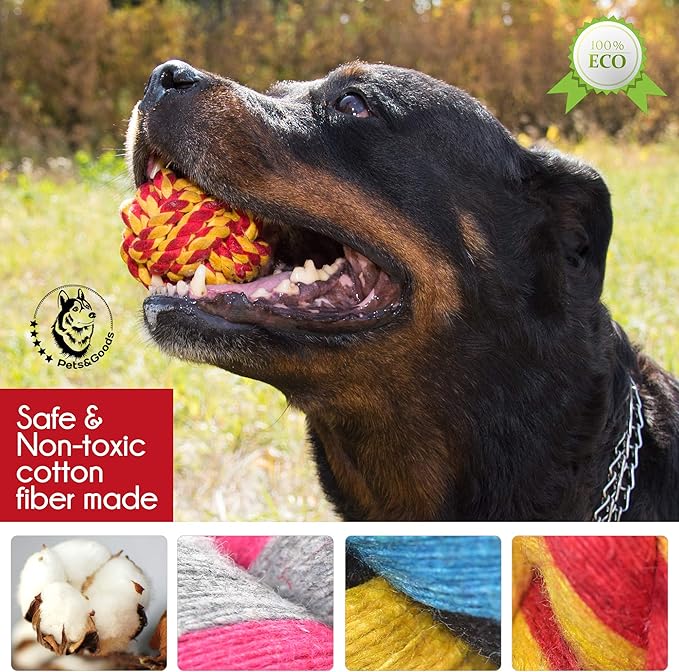 Pets&Goods Rope Chew Toys – 3-Pack Heavy-Duty Cotton Tug & Fetch Set for Large Dogs – Durable, Washable Rope Toys for Chewing & Dental Health