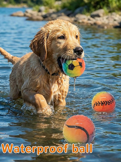 Colorful Squeaky Dog Toy Balls, Spiky Sensory 3" Balls for Dogs, Dog Chew Toys for Teething, Non-Toxic TPR,3 Pack, 3",Sport