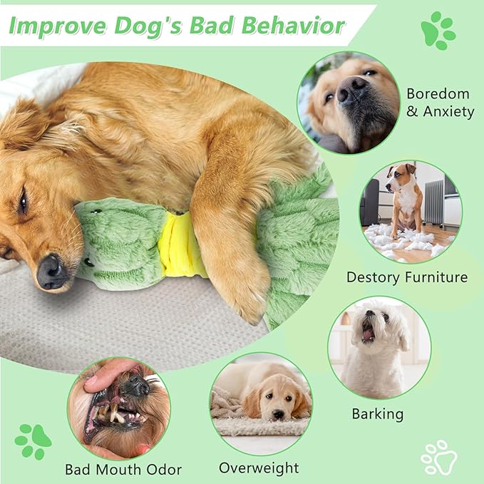 Large Plush Squeaky Dog Toys, Interactive Tug of War Puppy Toys for Indoor Play - Duck Stuffed Dog Toys with Soft Fabric for Small, Medium, and Large Pets