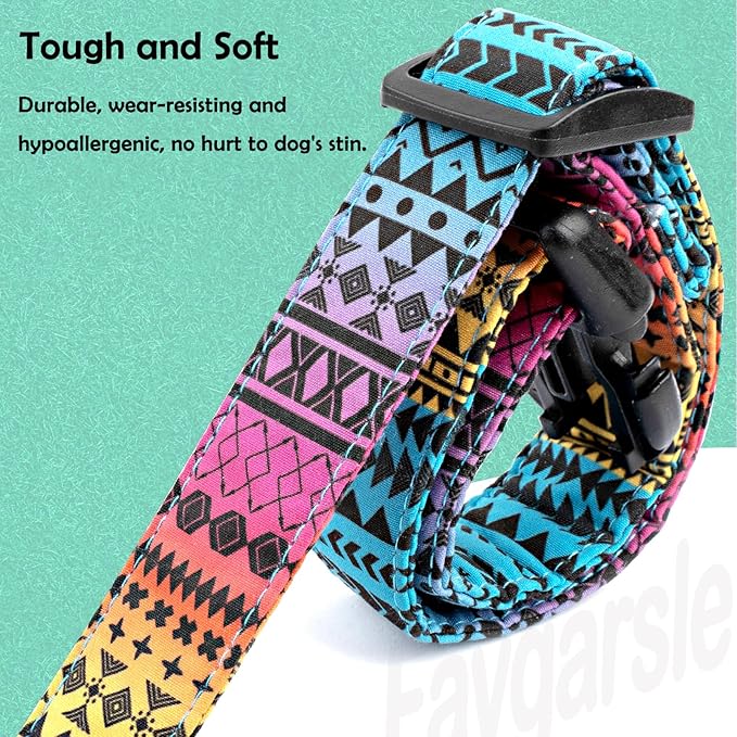 Faygarsle Bohemian Geometric Pattern Dog Collar for Small Medium Large Boys Girls Dogs L