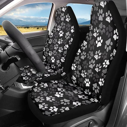 Car Seat Covers Waterproof Cute Dog Paw Print Car Seat Cover for Front Seats Set of 2 Easy Installation Universal Front Cars Seats Cover Fit for Cars, SUV and Trucks