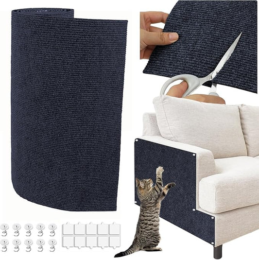 Cat Scratcher Mat, 78.7"x15.8" Cat Scratch Couch Furniture Protector, Trimmable Cat Scratch Carpet, DIY Climbing Cat Scratch Mat for Covering Cat Post, Wall & Door Protector from Cat Claws (Dark Blue)