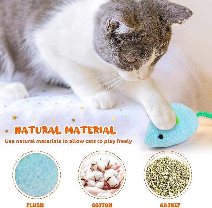 Dorakitten Catnip Toy - 6Pcs Cats Mouse Plush Cat Toys Realistic Cute Kitten Mice Filled Catnip for Cat Chew Toy1