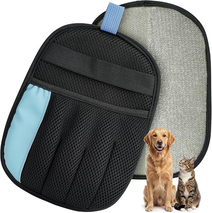 Pet Hair Remover Glove for Dog & Cat, Reusable Electrostatic Magic Brush, Five-Finger Hair Removal Mitt for Cleaning Clothing, Bed, Couch, Carpet, and Car Seat Blue