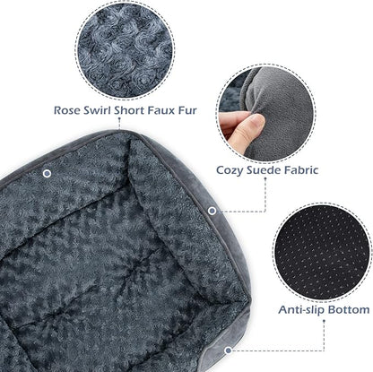 INVENHO Dog Bed Medium Size Dog, Orthopedic Warming Soft Calming Sleeping Puppy Bed Durable Pet Bed with Anti-Slip Bottom