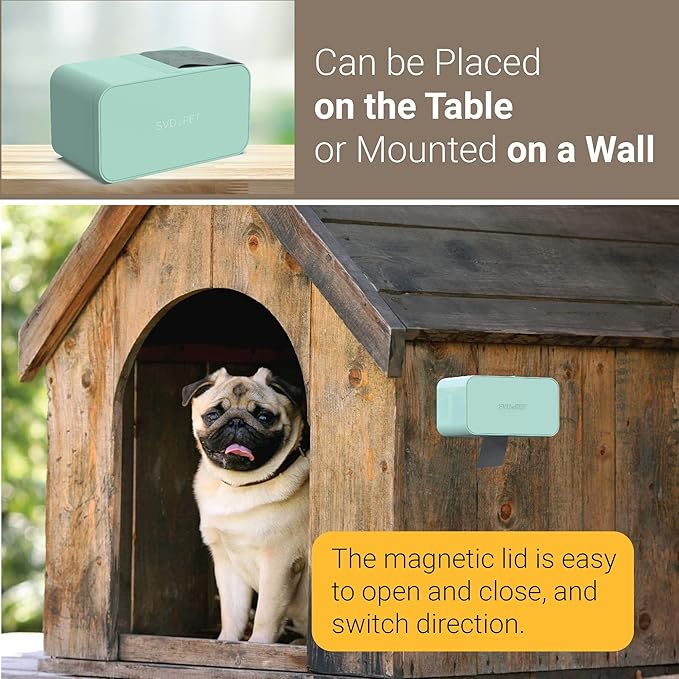 SVD.PET Dog Poop Bag Dispenser, Wall Mount Waste Bag Dispenser with Magnetic Lid Holds 8 Rolls of Waste Bags, Indoor/Outdoor Wall mount or Place on the Table (Spearmint, Dispenser only))