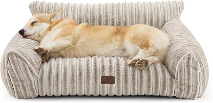 Bedsure ComfyFleece Cute Dog Couch for Medium Dogs- Fluffy Pet Sofa, Dog Couch Bed with Removable, Washable Cover, Supportive Pet Bed for Medium Large Dogs, 36inch, Amphora