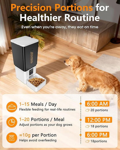 Large Breed Automatic Dog Feeder: 12L/50 Cups with HD 1080P Camera - 5G WiFi Anti-Clog Timed Dog Feeder for Golden Retriever Busy Owners by UTCG