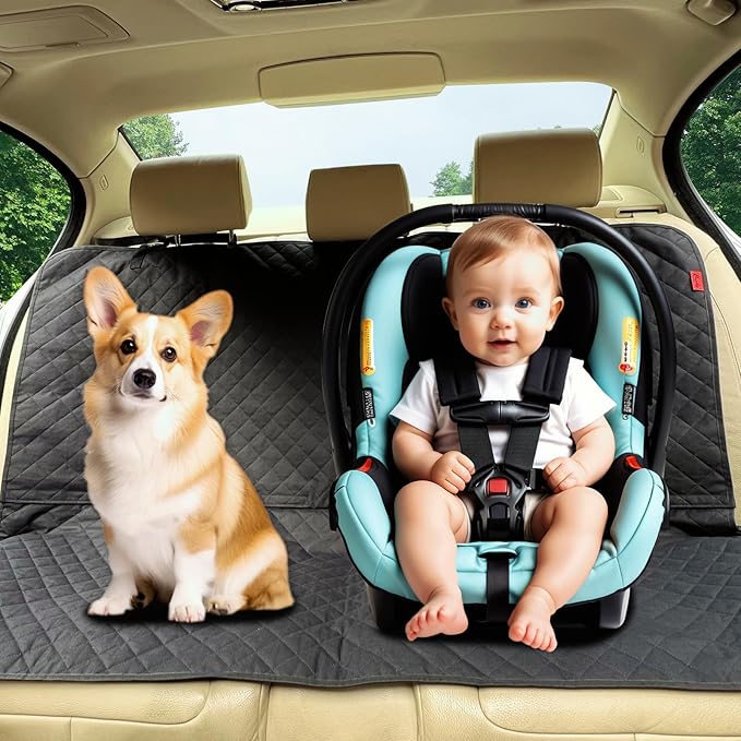 Kaiphy Waterproof Dog Car Seat Cover for Back Seat, Non-Slip & Universal Fit for SUV, Car, Truck with 4 Safety Belt Openings for Secure Travel