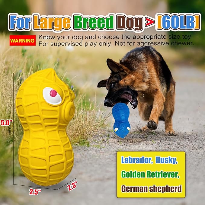 Latex Squeaky Dog Toys for Large Dogs – Natural Latex Dog Squeaky Balls for Dogs Big, Soft Rubber Dog Squeak Toys with Squeaker, Interactive Fun for Indoor & Outdoor Play