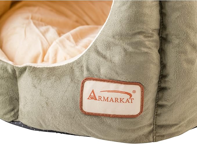 Armarkat Cat Bed, Laurel Green and Beige