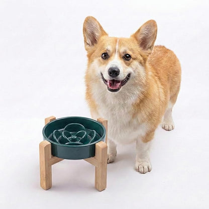 Petygooing 8.66 in Dog Bowl Ceramic Slow Feeder for Medium Large Dogs,Elevated/Raised Slow Feeding Dog Food Water Dish Heavy Weighted,Puzzle Eating Bowl Modern Maze (Green, 8.26in)