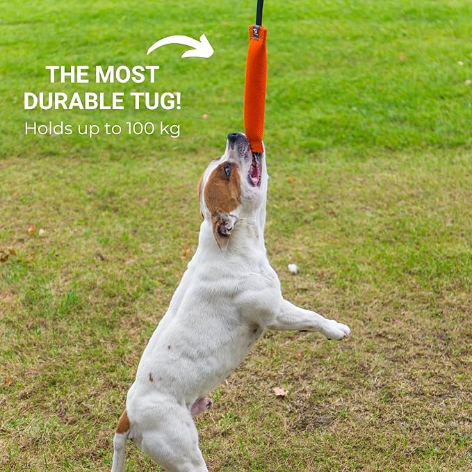 Bull Fit K9 Dog Bite Tug Toy with Strong Handle - Made of Durable & Tear-Resistant French Linen - Perfect for Tug of War, Fetch & Puppy Training - Ideal for Medium to Large Breeds