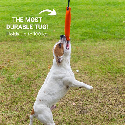 Bull Fit K9 Dog Bite Tug Toy with Strong Handle - Made of Durable & Tear-Resistant French Linen - Perfect for Tug of War, Fetch & Puppy Training - Ideal for Medium to Large Breeds