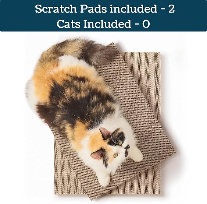 Cat Scratch Pads Refill Pack, 17”x12.5” Double-Sided Cardboard Scratching Boards for the 5609Pets Cat Scratcher Box (2 Pack)