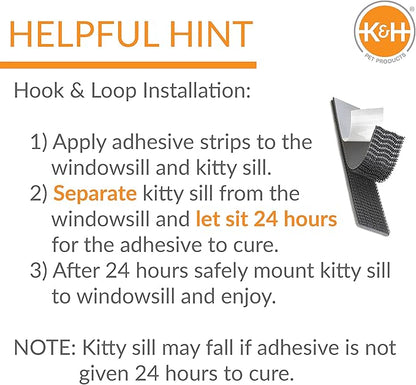 K&H Pet Products Kitty Sill Cat Window Perch for Large Cats, Orthopedic Window Hammock Bed Holds 40LBS, Washable Cover, Kitty Windowsill Bed Seat for Indoors - Gray Fleece, Unheated, 14 X 24in
