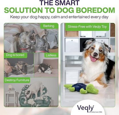 Dog Chew Toys for Small and Medium Breeds, Squeaky Dog Toys Plush, Interactive Dog Toys to Keep Them Busy, Alligator Dog Puzzle Toy, Dogs Dental Chew, Beef Flavored Chew Toy, Dogs Birthday Toy- Green