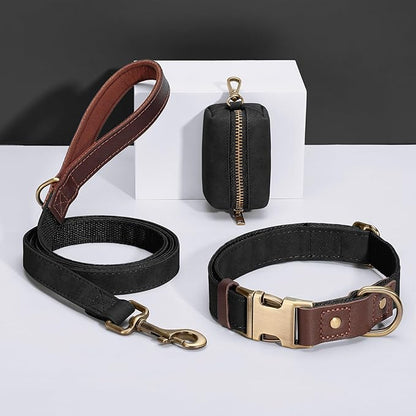 Didog Soft PU Leather Dog Collar for Large Dogs,Classic Adjustable Wide Dog Collars with Quick Release Metal Buckle,Easy Clean and Comfortable with Nylon Lining,Black,XL Neck 20-27", Width 1.2"