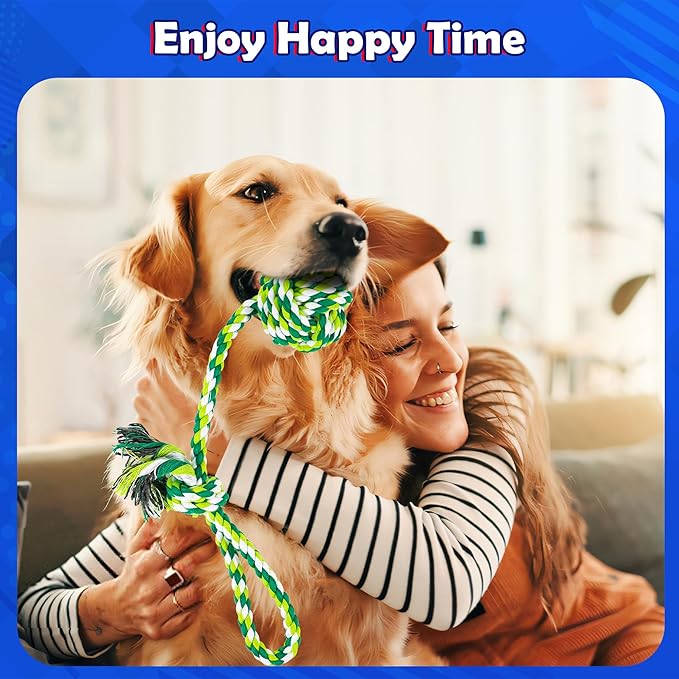 Dog Rope Toys for for Aggressive Chewers, Nearly Indestructible Dog Toys Set With Squeak Octopus for Large/Medium Dogs, Full of Attractiveness, Heavy Duty Natural Cotton Rope Chew Toy,Tug Toy 9 Pack