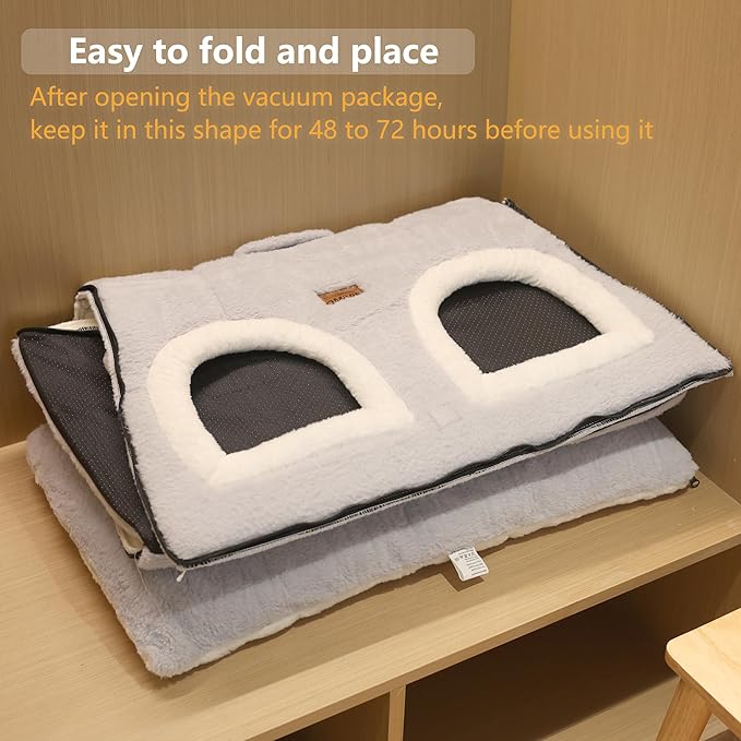 Cat Bed for Indoor Cats，Foldable cat cave，Anti-Slip & Water-Resistant Bottom，cat Houses for Indoor Cats or Small Dogs, Kitten Tent, Rabbit Double Hole Bed:(27.5"×15.3"×15"