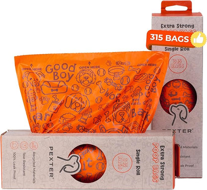 Waste Station Bags – Large Roll Dog Poop Bags (315 Count) – Extra-Strong, Leak-Proof & Unscented – Fits Most Pet Waste Stations, Dog Station Bag & Outdoor Dispensers