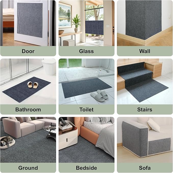 Cat Scratching Climbing Carpet Mat, Adhesive Trimmable Cat Scratcher Furniture Protector, Cat Post Covered Pad Replacement for DIY Cat Tree Shelf Steps Couch Corner Wall(Darkgrey,78.7x15.8In)