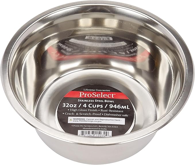 ProSelect Stainless Steel Classic Dog Bowl, 1-Quart