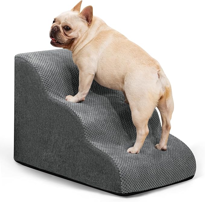 Dog Ramp and Stairs for Small Dogs & Cats,3-Step Pet Stairs for Couch Sofa and Chair,Indoor Anti-Slip Dog Stairs for Old Cats and Puppy