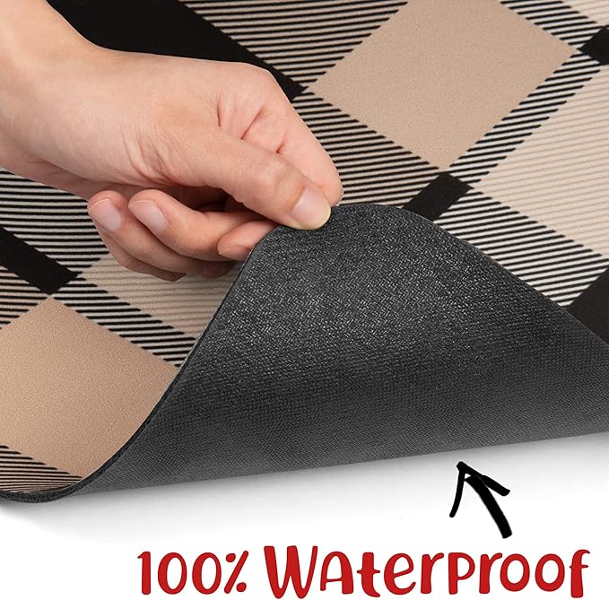 DogBuddy Dog Food Mat - Waterproof Dog Mat for Food and Water, Ultra Absorbent Bowl Placemat for Dogs, Nonslip Pet Feeding Mats, Machine Washable Dogs Mats for Floors (Small, Checkered)