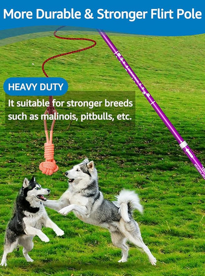 Flirt Pole for Dogs, Interactive Dog Rope Toys, Flirt Pole for Dogs Large Breed Heavy Duty, Medium Small Dogs Teaser Wand Fishing Stick Tug Lure Toy for Outdoor (Upgrade)