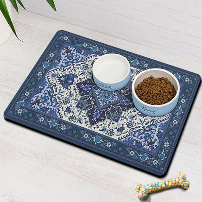 Pet Feeding Mat for Floors Waterproof Dog Mat for Food and Water Absorbent Quick Dry Non Slip mat for Cat Bowls