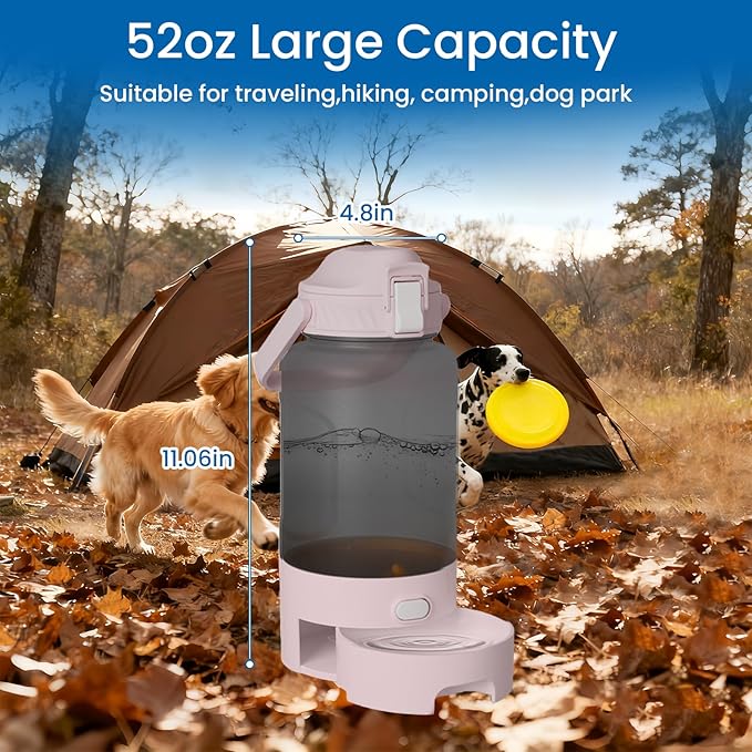 52oz PortableDog Water Bottle, Dog Travel Water Bottle for Camping Hiking Outdoor Walking (Pink)