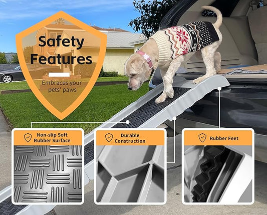 PawStep 50893 Pet Ramp with Soft Traction – Lightweight Portable Dog & Cat Ramp for Beds, Couches, Cars & SUVs, Non-Slip Surface for Senior & Small Pets