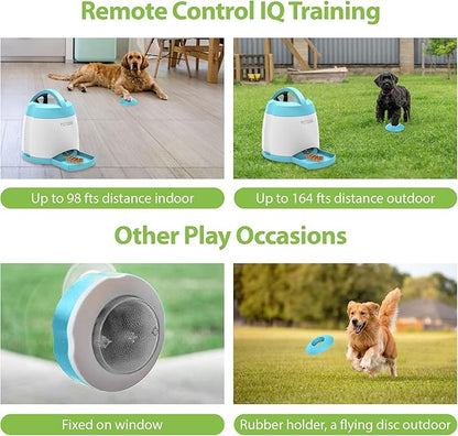 PETGEEK Dog Food Dispenser Toy, Treat Dispensing Dog Toys for IQ Training, Interactive Puzzle Toys to Keep Them Busy, 3000mAh USB Rechargeable Pet Treat Dispenser with Push Remote Button, 400ml