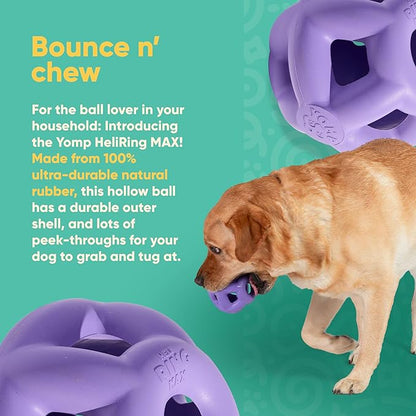 Yomp HeliRing MAX Dog Toy – Durable Hollow Ball with Zany Bounce, Tug & Fetch, Dishwasher Safe for Easy Cleaning